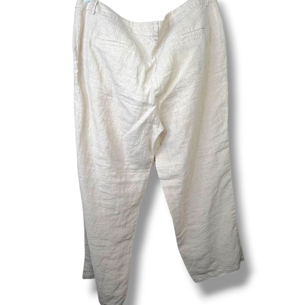 Eileen Fisher Wheat Beige Organic Linen Full Length Straight Wide Leg Trousers - Picture 5 of 7